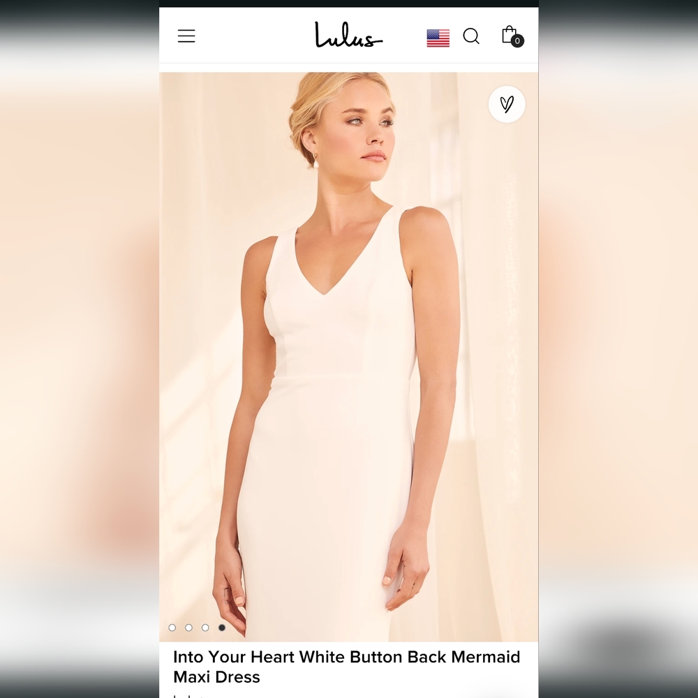Lulu's Into Your Heart Dress 💎Size Small ✨ White Button Back Mermaid *NWT*
